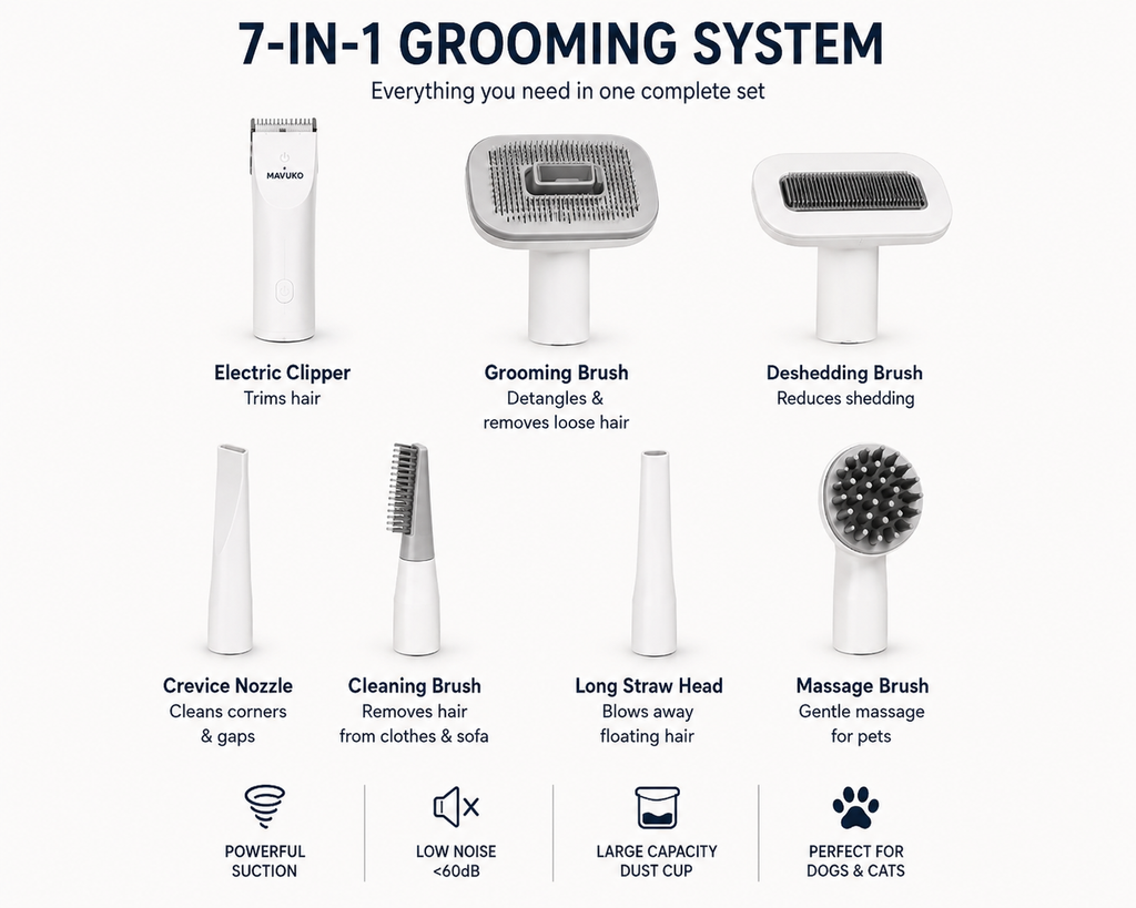 MAVUKO™ 7-in-1 Pet Grooming Vacuum